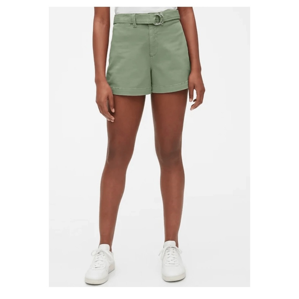 GAP Green Belted High Rise Shorts - Picture 2 of 8